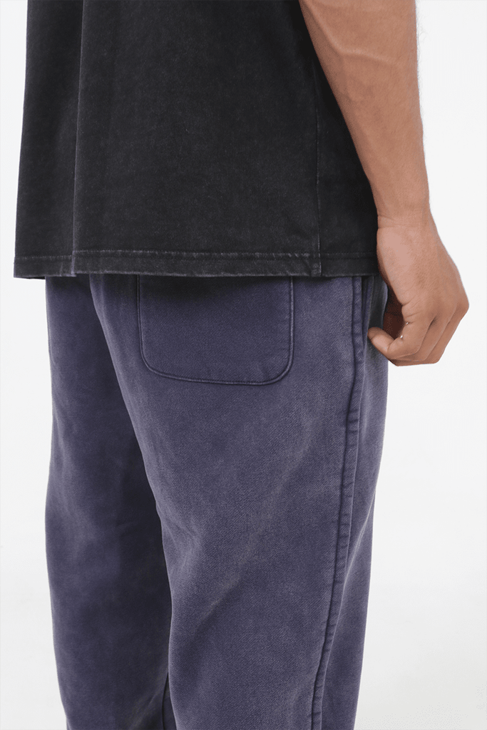 Brushed Fleece Baggy Sweatpants  - Washed Blue