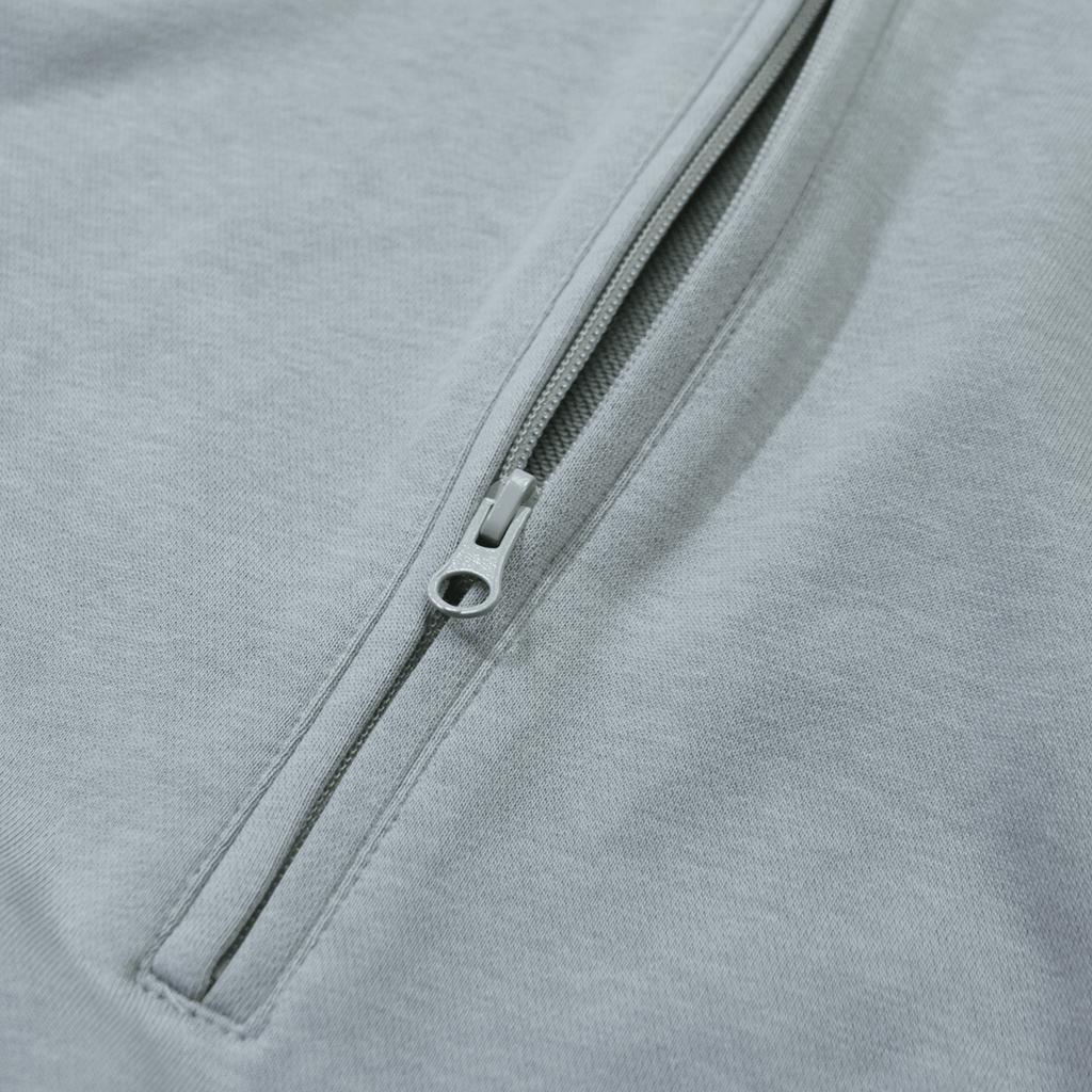 Side Cut Quarter Zip Hoodie - Cement