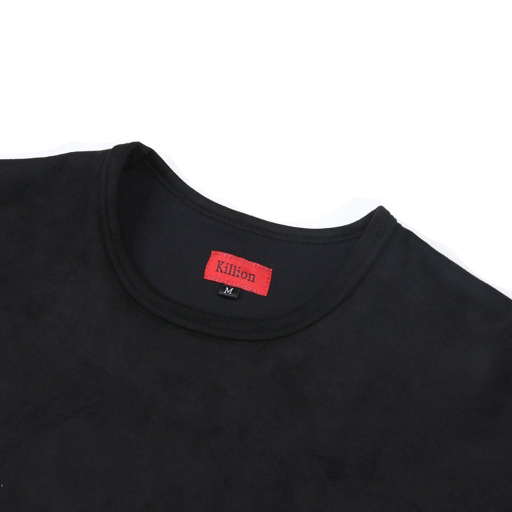 Suede Box Split Tee - Black