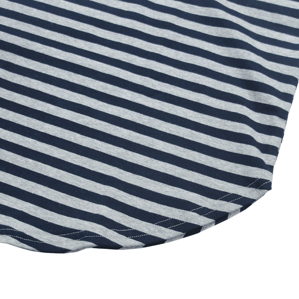 Spandex Striped Scoop Shirt - Heather Grey/Navy