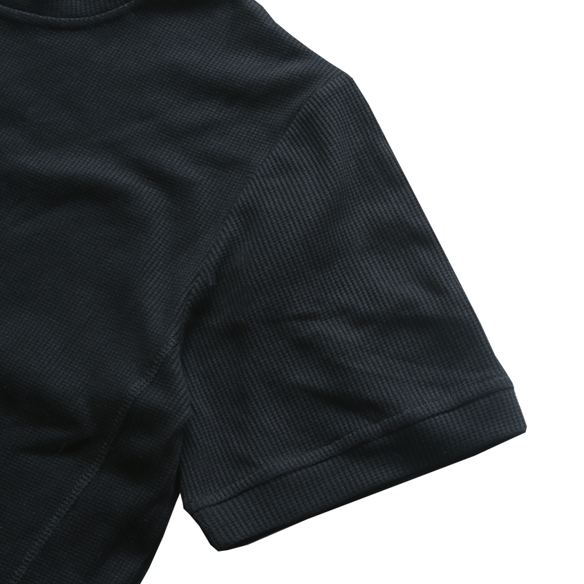Premium Waffle Knit Short Sleeve - Black
