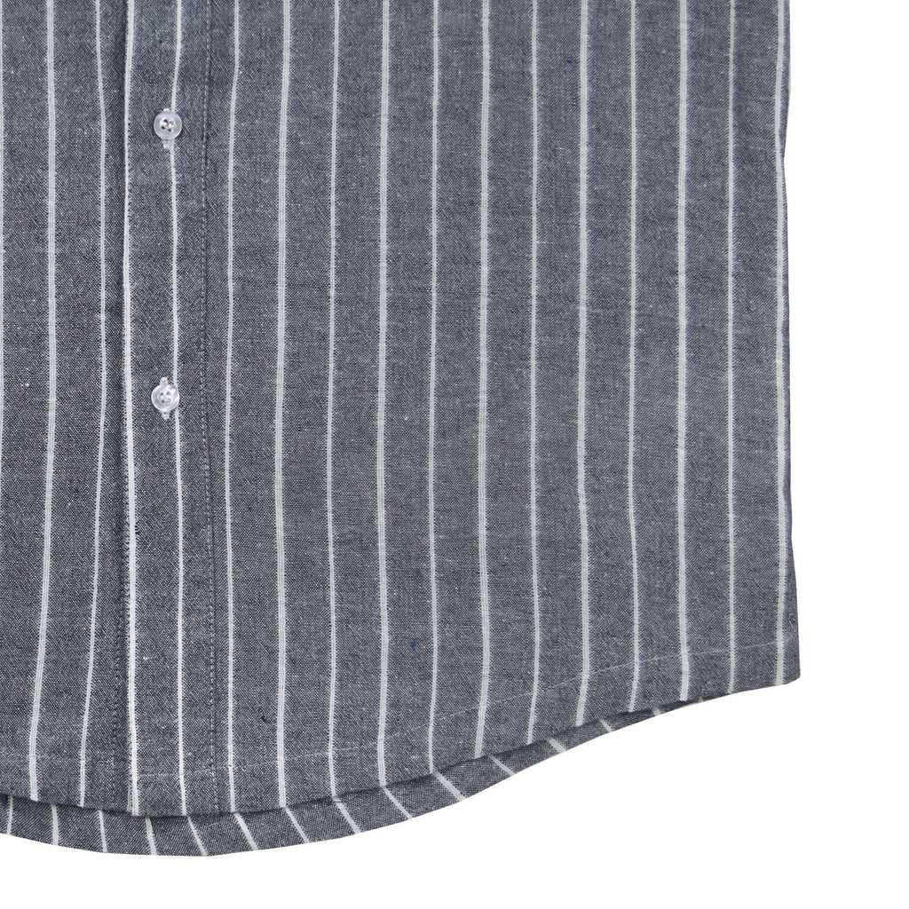 Grandad Vertical Striped SS Buttonup - Gray