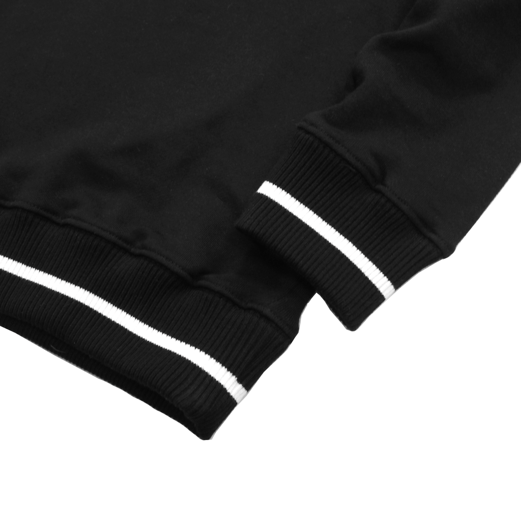 Classic Striped Ribbed Hoodie - Black