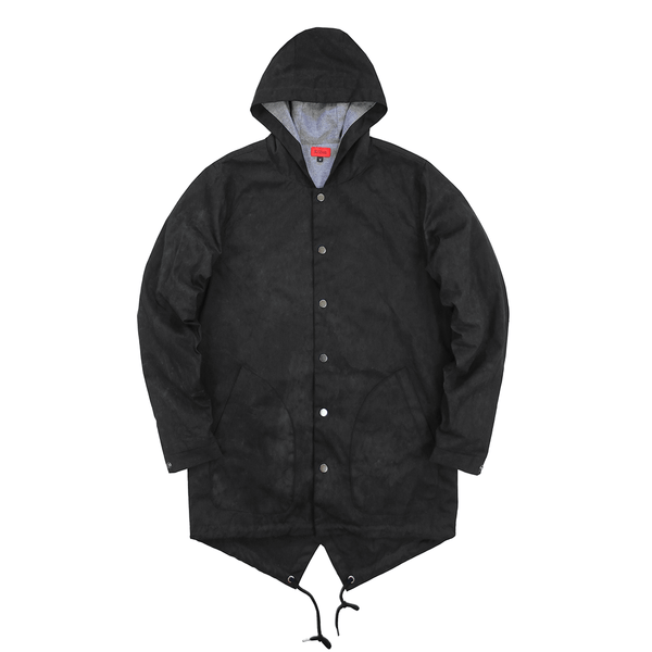 Waxed Twill Fishtail Parka - Black