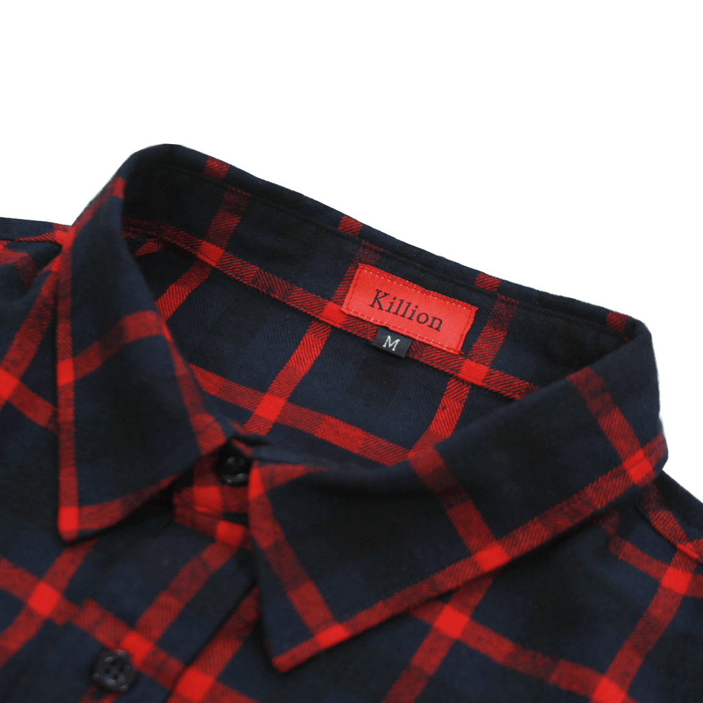 Grid Flannel Button Up - Navy/ Red