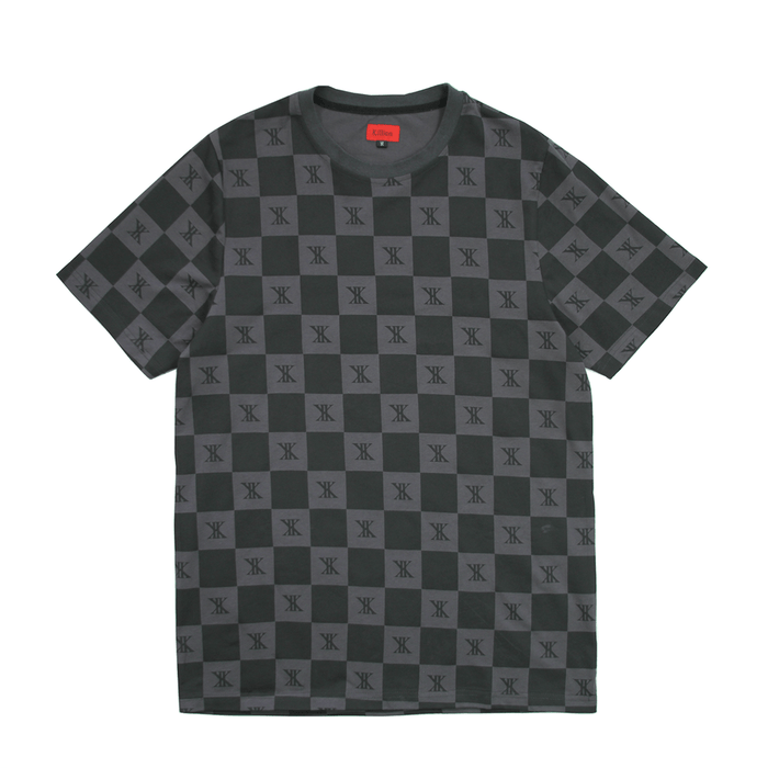 Checkered Boxy Tee - Charcoal