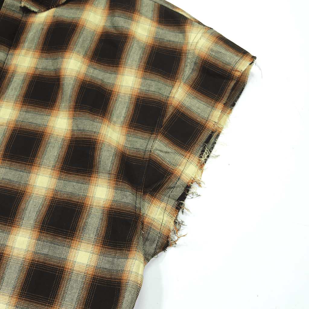 Cut Off Flannel Button Up - Brown