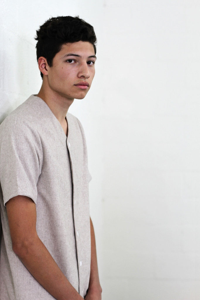 Wool Pastel Baseball Top - Beige