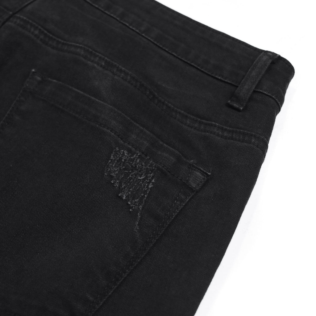 Slightly Distressed Denim Jeans - Black