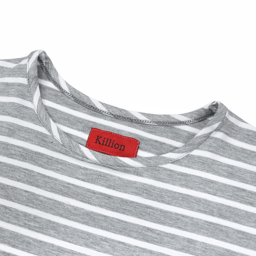 5mm Striped Scallop Shirt - Grey/White