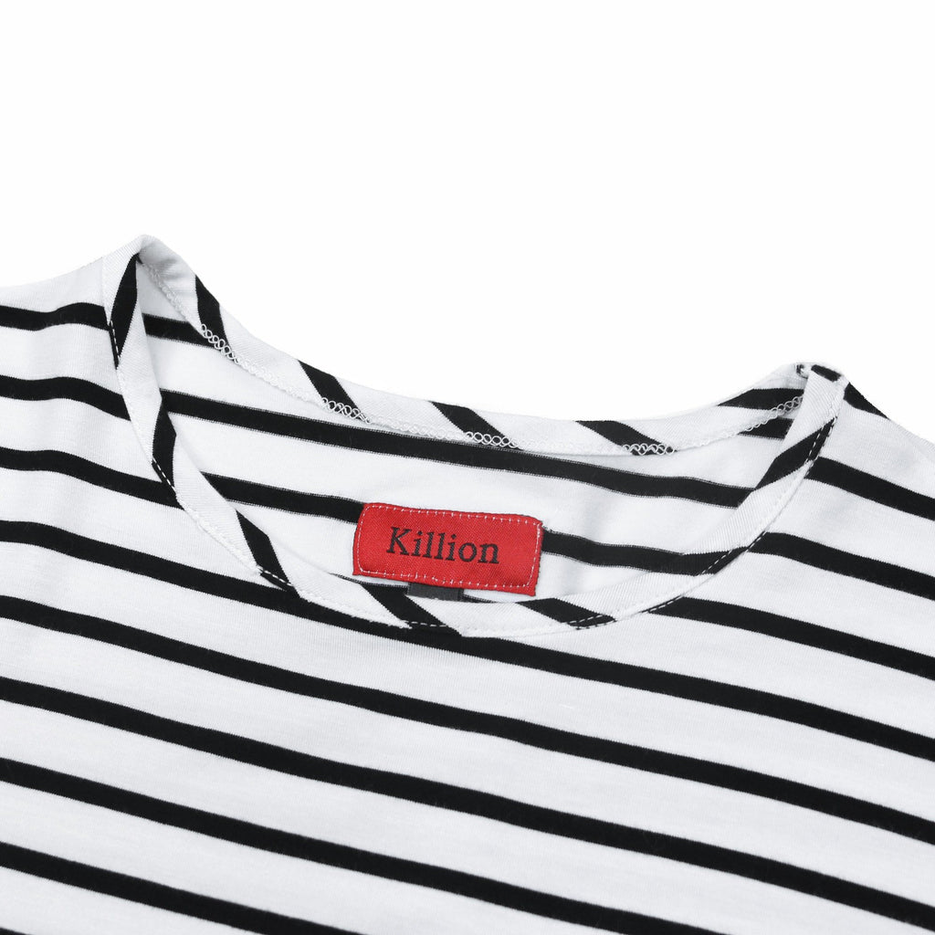 5mm Striped Scallop Shirt - Black/White