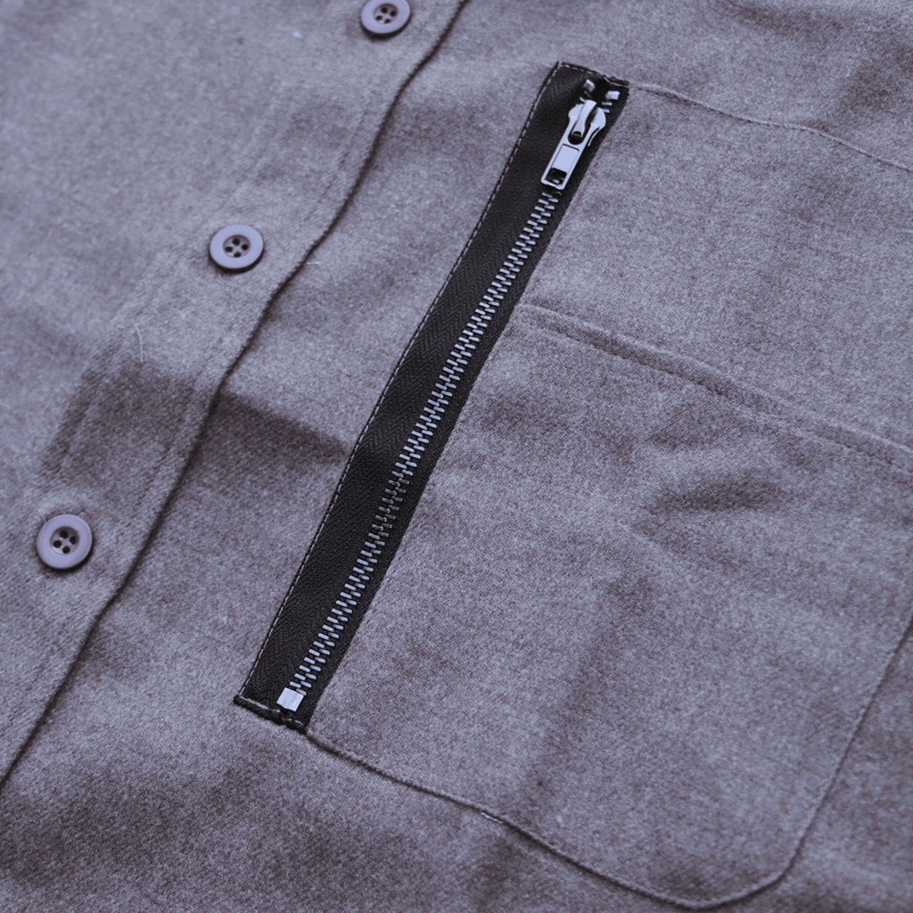 Solid Flannel Button-Up - Brown