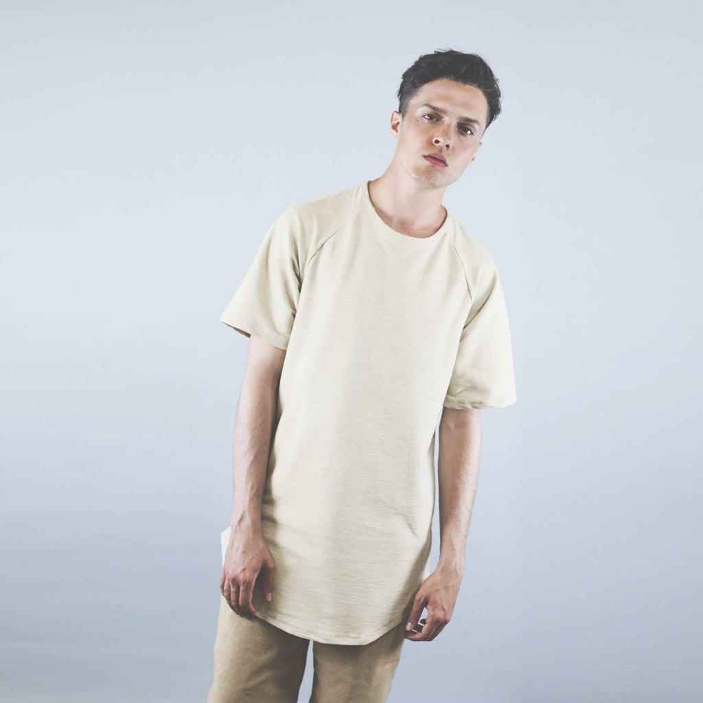 Brushed Melange Extended Scoop Shirt - Ivory