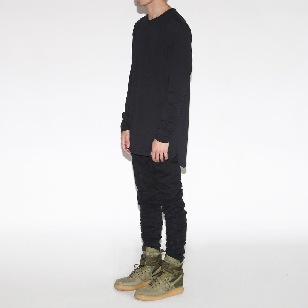 Half Scoop Hem Long Sleeve - Black