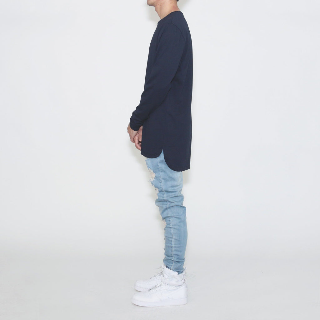Half Scoop Hem Long Sleeve - Navy