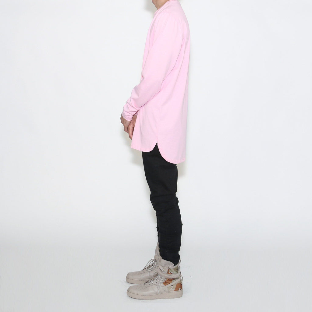 Half Scoop Hem Long Sleeve - Pink