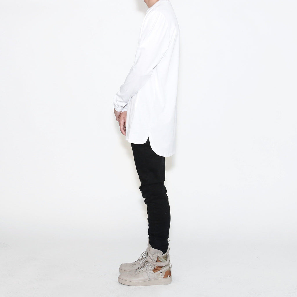 Half Scoop Hem Long Sleeve - White