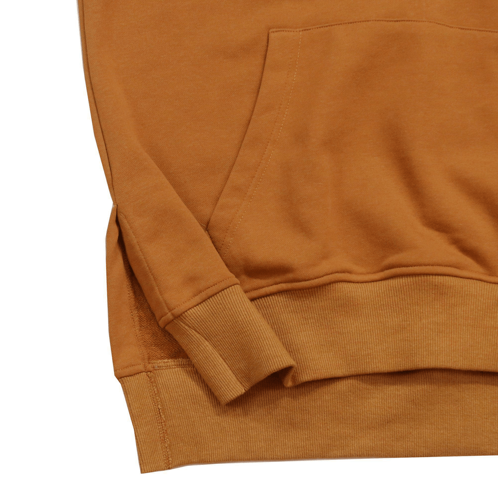 Side Cut Quarter Zip Hoodie - Tan Brown