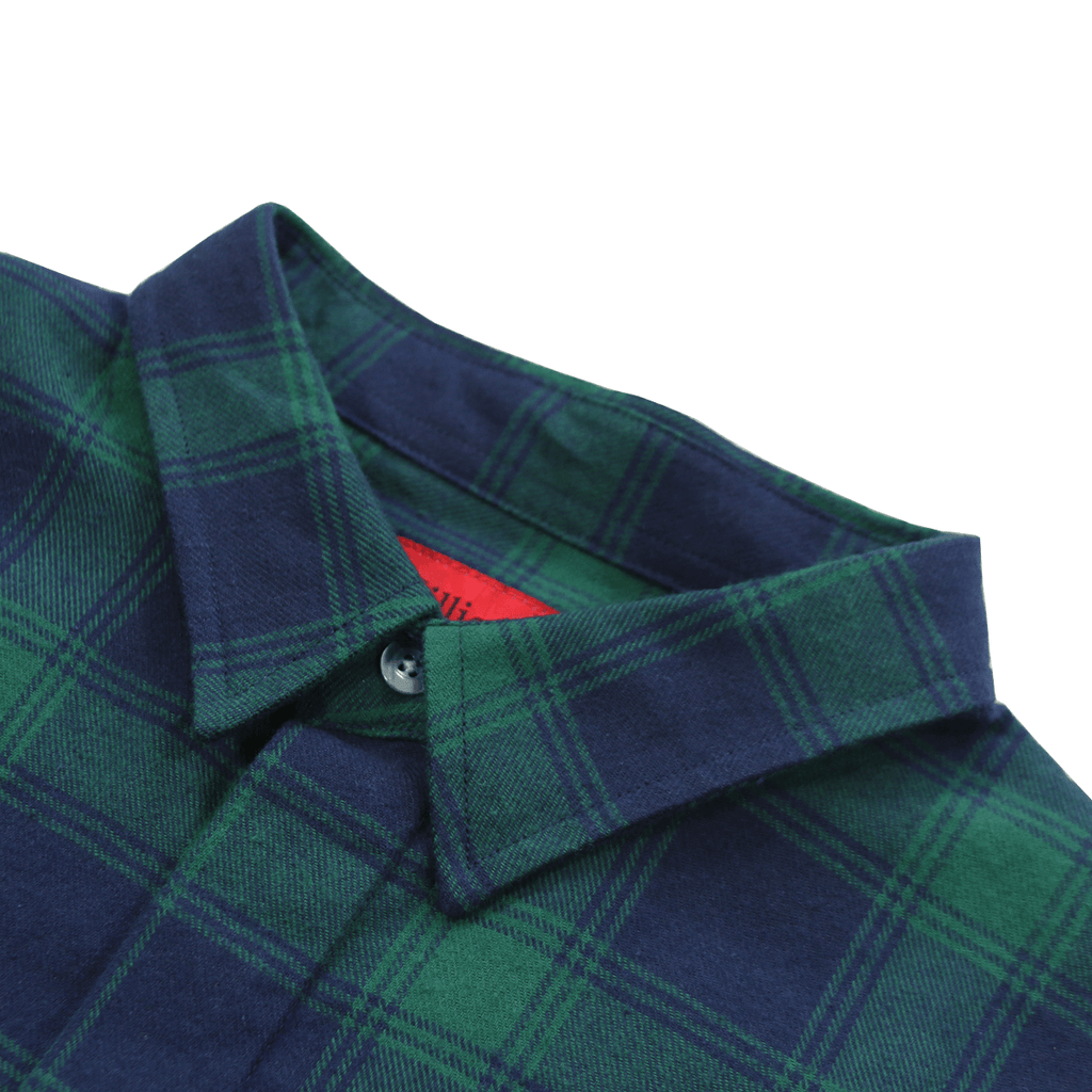 Figueroa Flannel Flat-Hem Buttonup - Green/Navy