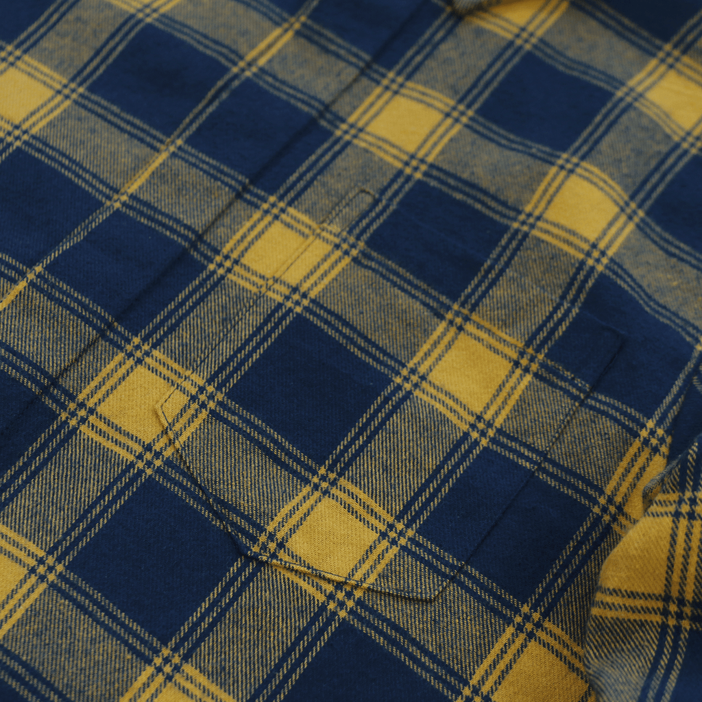 Figueroa Flannel Flat-Hem LS Buttonup - Yellow/Navy