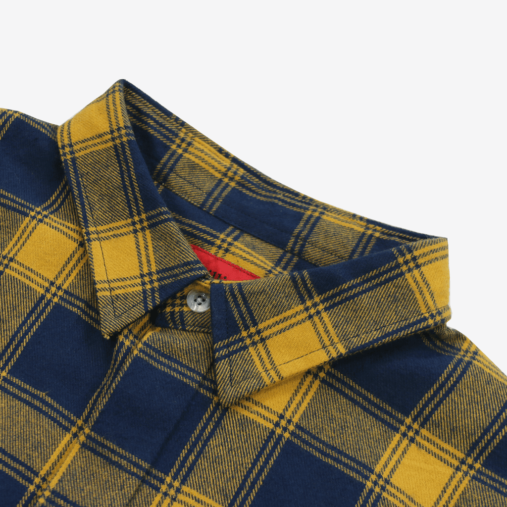 Figueroa Flannel Flat-Hem LS Buttonup - Yellow/Navy