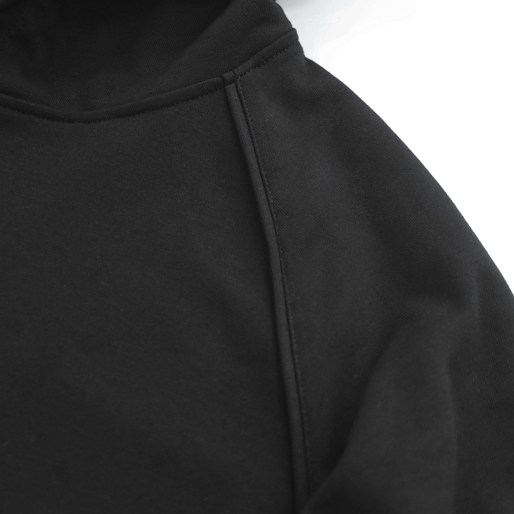 Piped Raglan Hoodie - Black