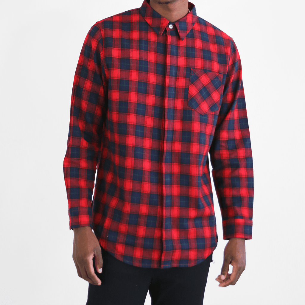 Gardena Flannel LS Buttonup - Navy/Red