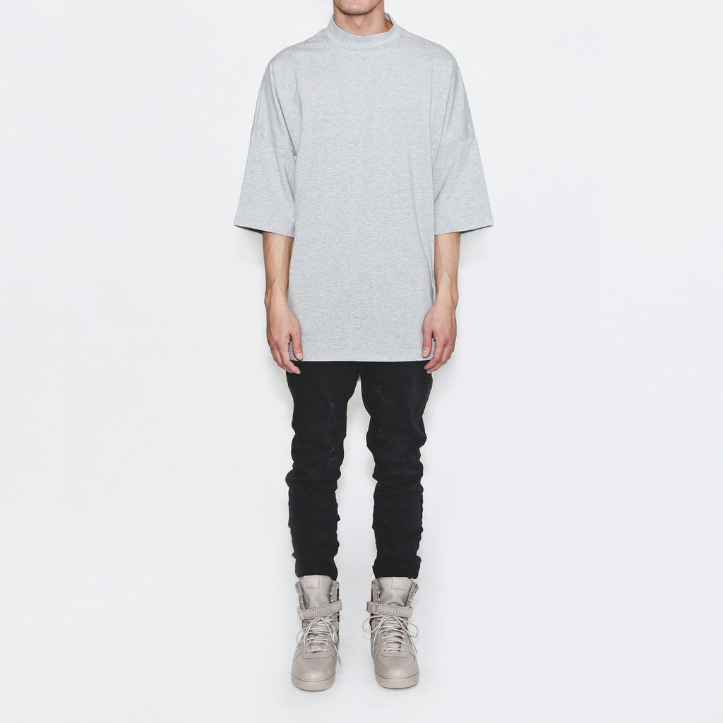 Mock Neck Shirt - Heather Grey