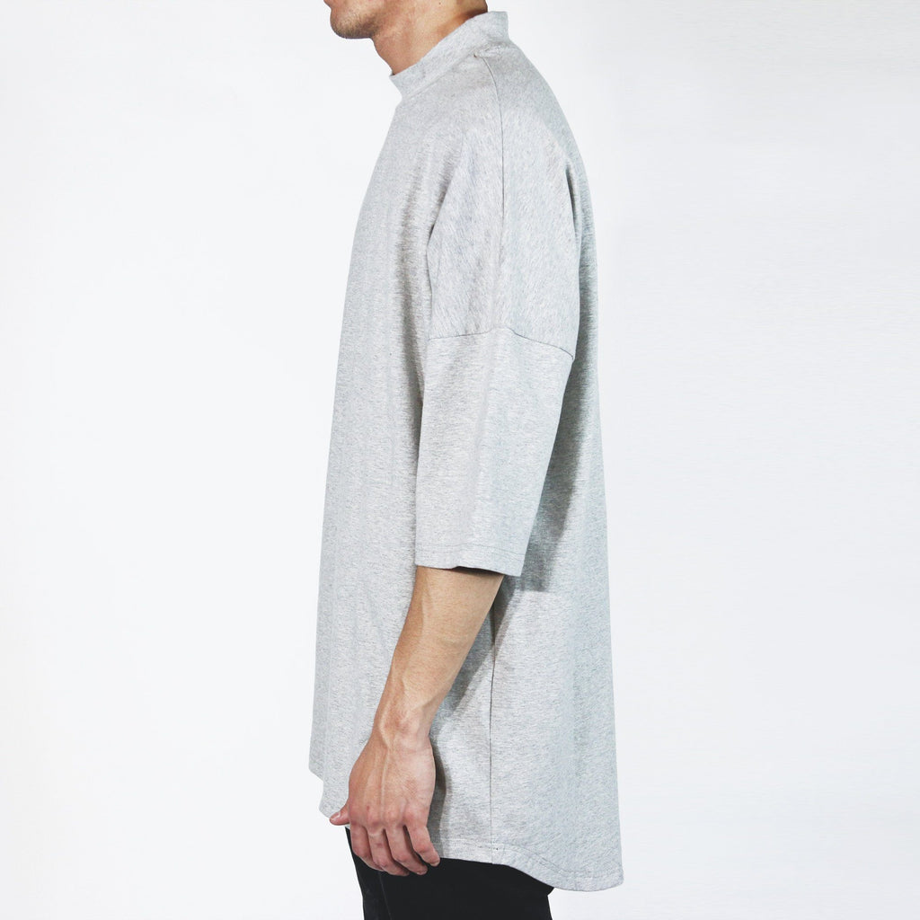 Mock Neck Shirt - Heather Grey