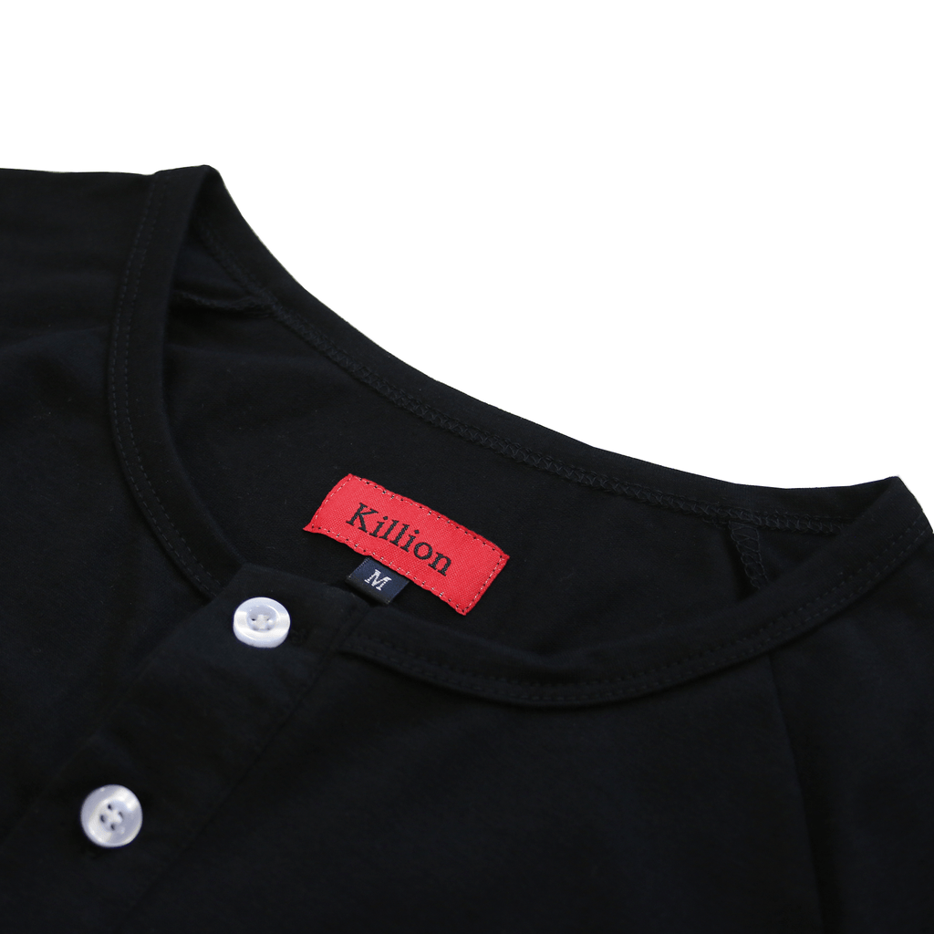 Raglan Scoop Henley - Black