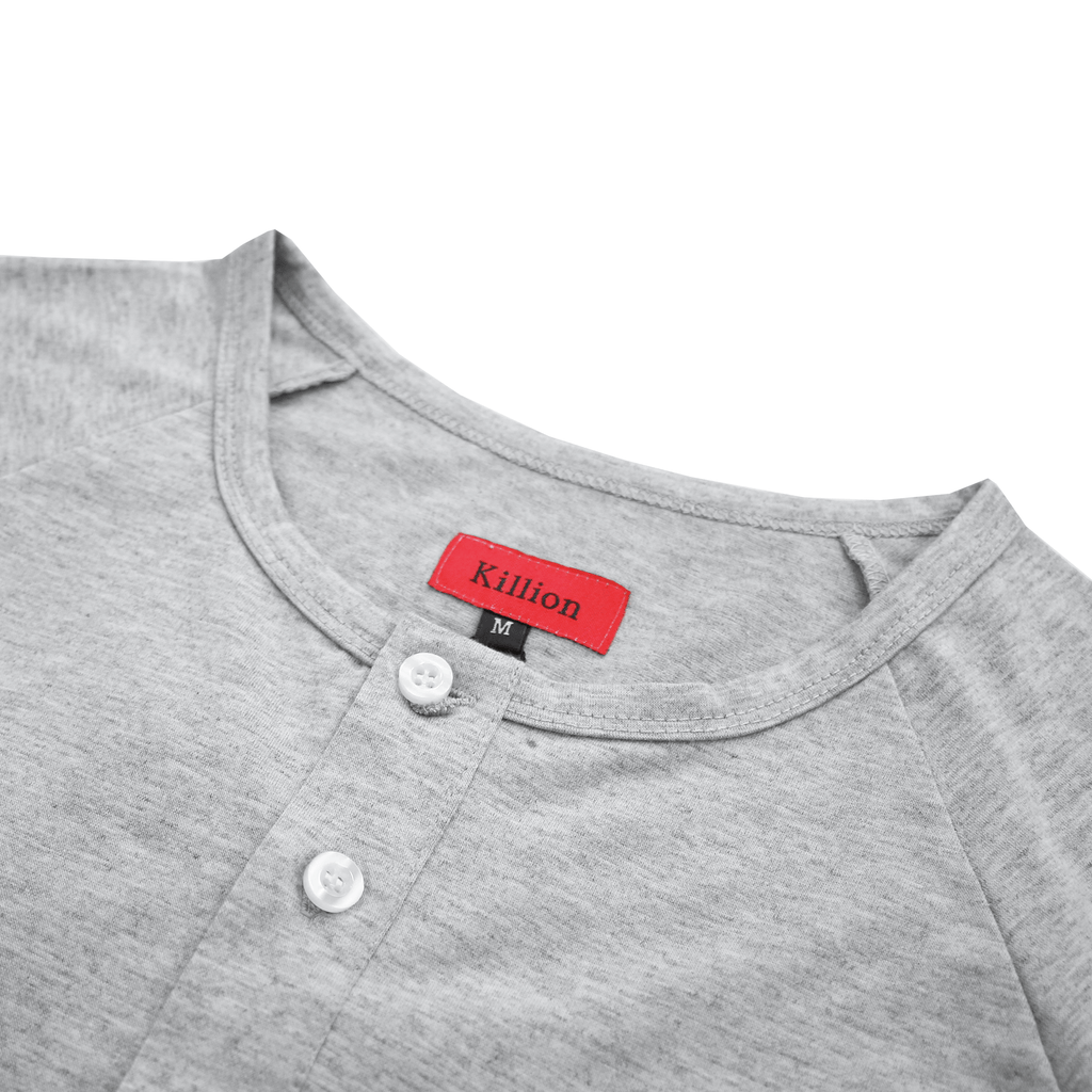 Raglan Scoop Henley - Heather Grey
