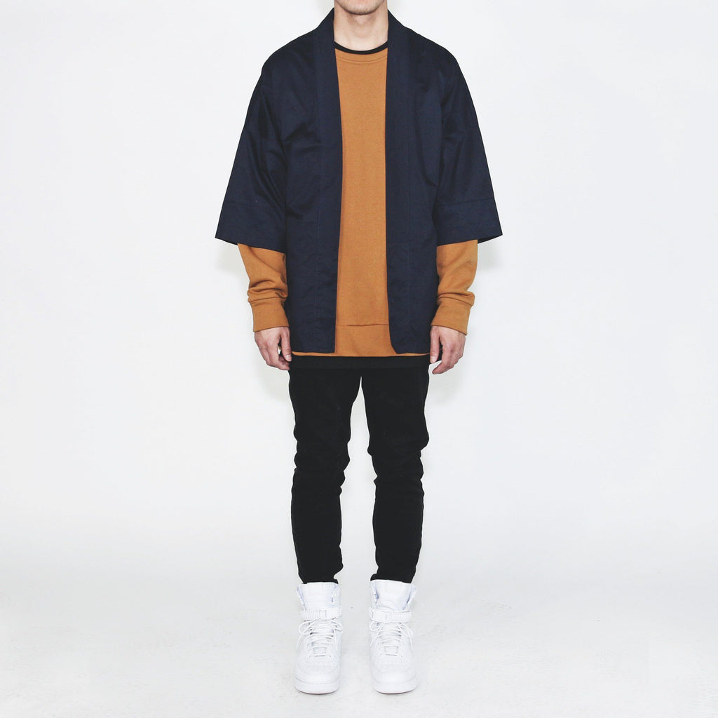 Modern Poplin Kimono - Navy