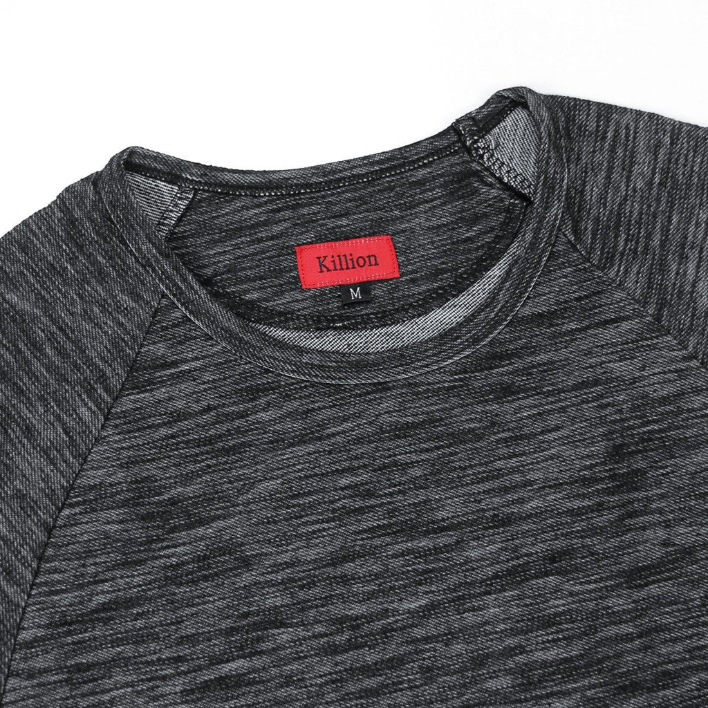 Brushed Melange Extended Scoop Shirt - Black