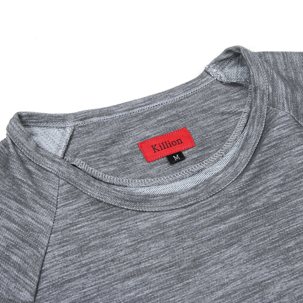 Brushed Melange Extended Scoop Shirt - Charcoal
