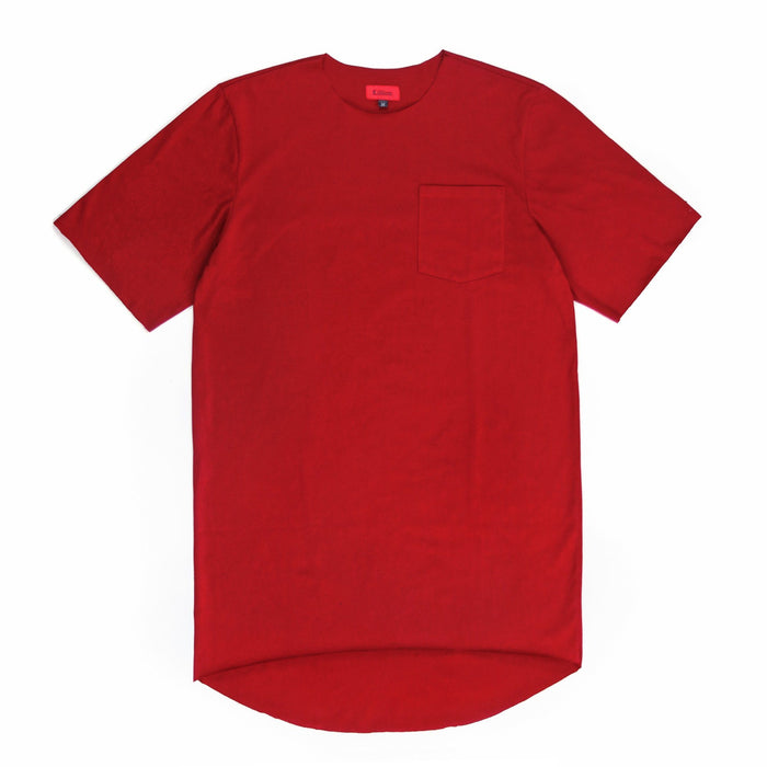 Raw Edges Cotton Pocket Shirt - Crimson