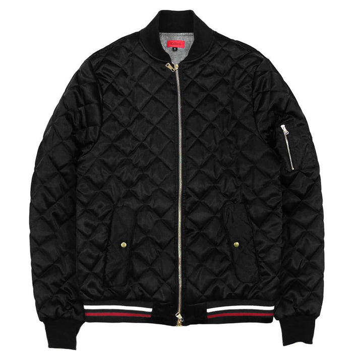 Quilted Satin MA-1 Bomber - Black