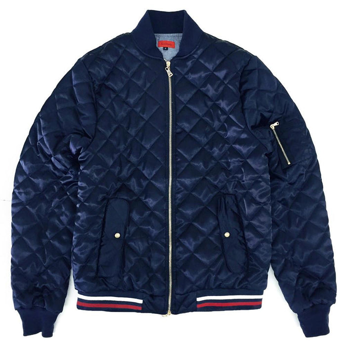 Quilted Satin MA-1 Bomber - Navy