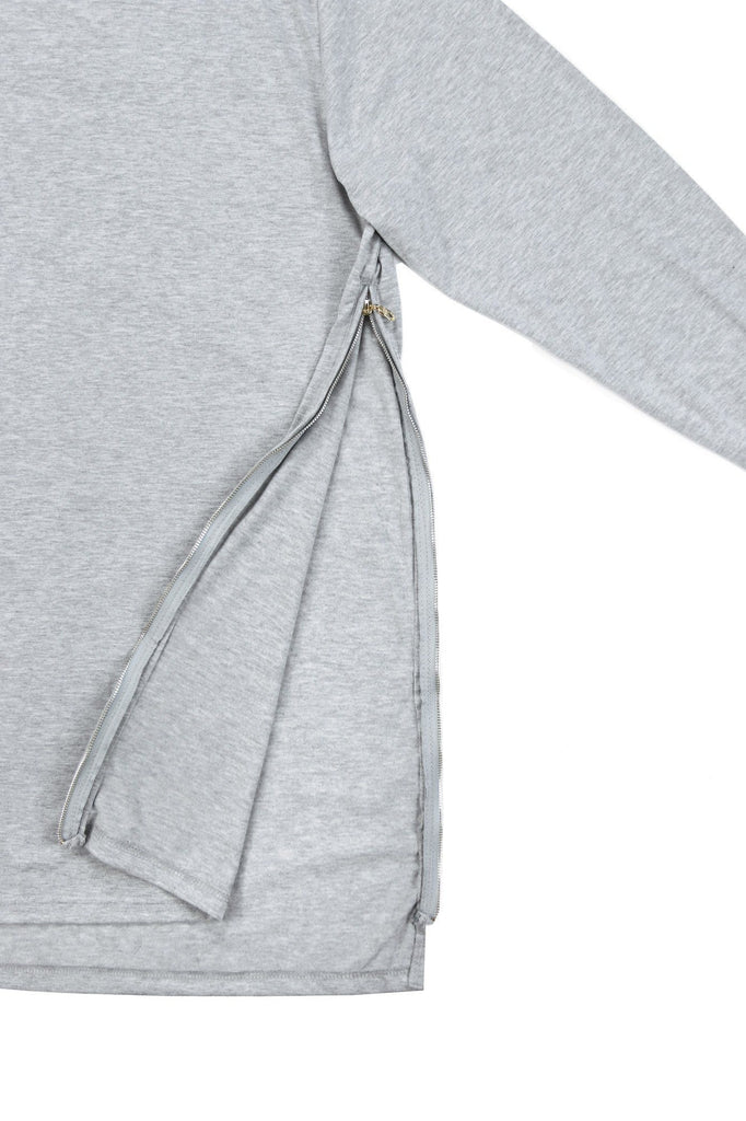 Side Zip Cuffed LS Essential - Heather Grey