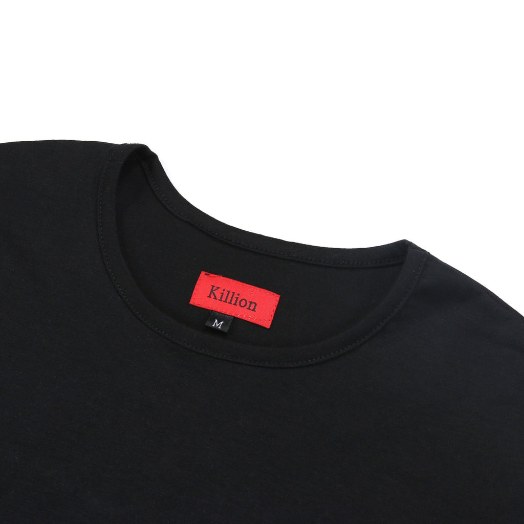 Dropped Shoulder Scalloped LS - Black
