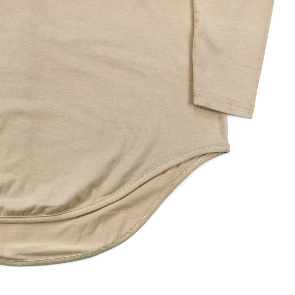Dropped Shoulder Scalloped LS - Sand
