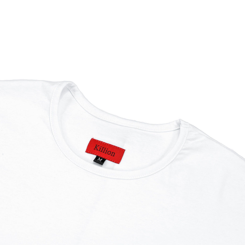 Dropped Shoulder Scalloped LS - White