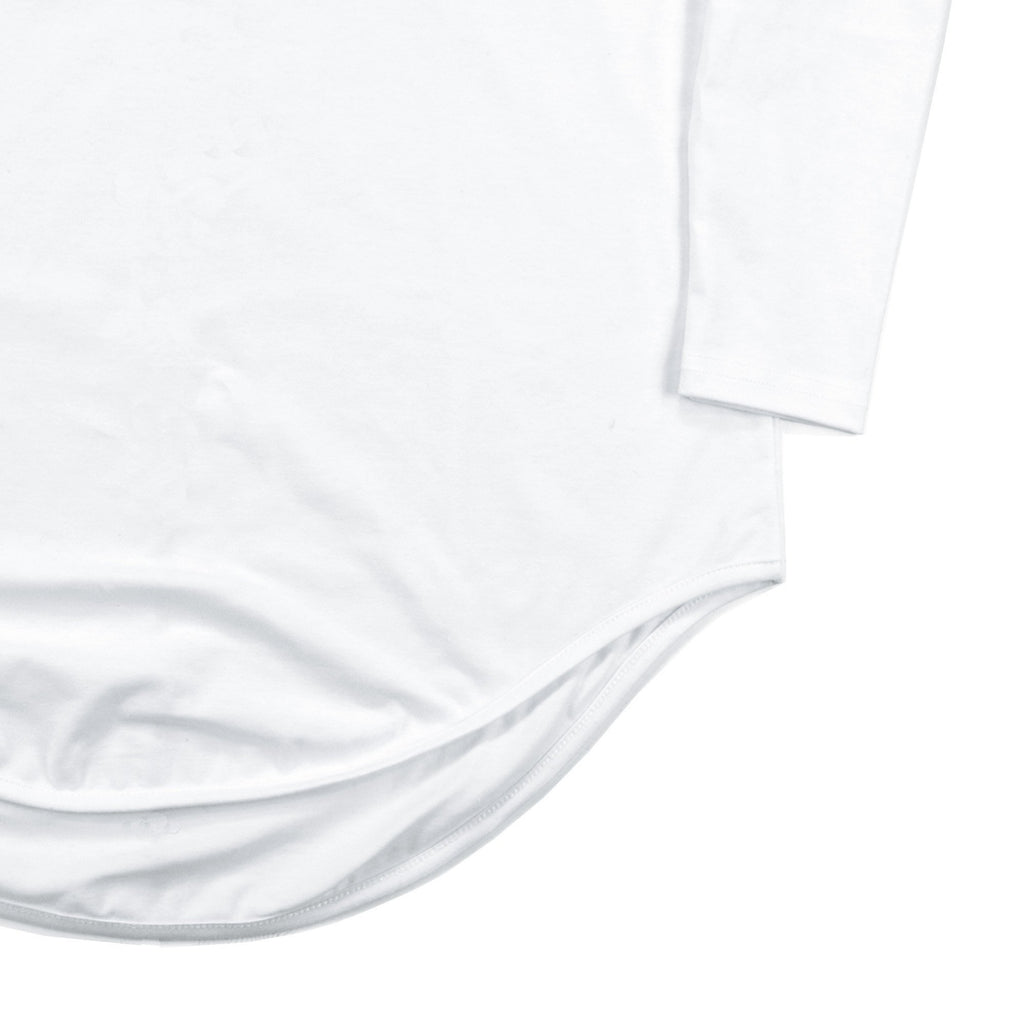 Dropped Shoulder Scalloped LS - White