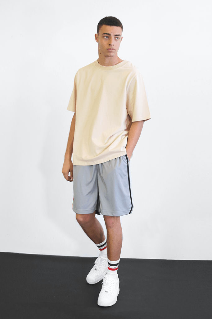 Split Stripe Basketball Shorts - Grey