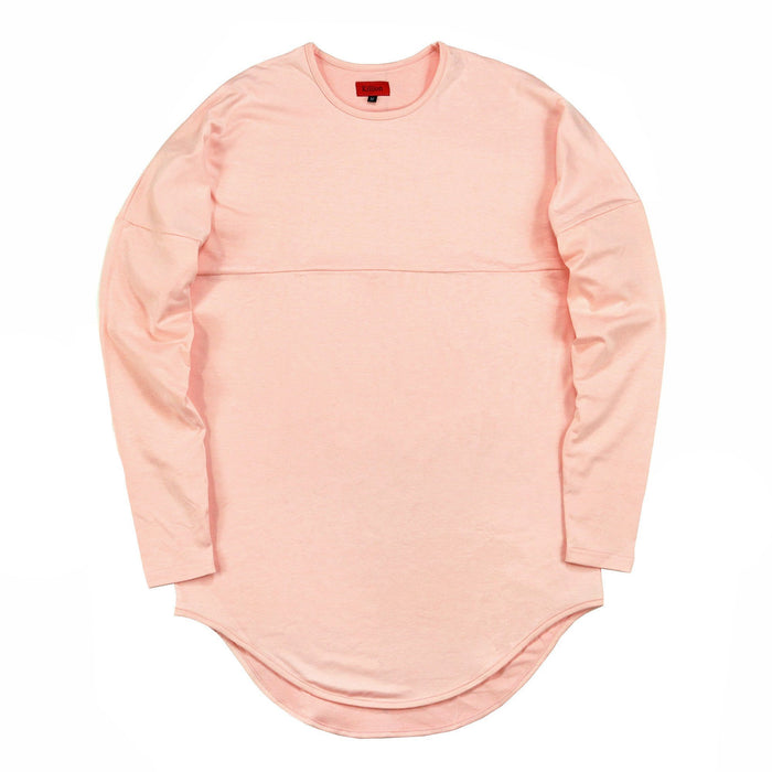 Dropped Shoulder Scalloped LS - Peach