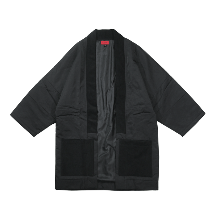 Nylon Contrast Kimono - Black