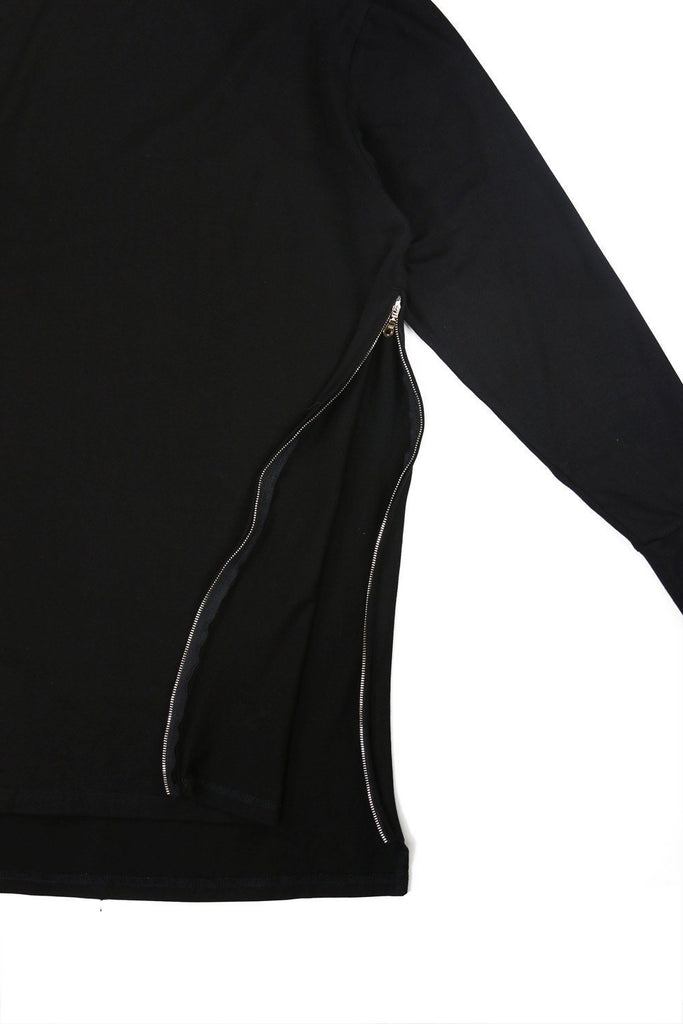 Side Zip Cuffed LS Essential - Black