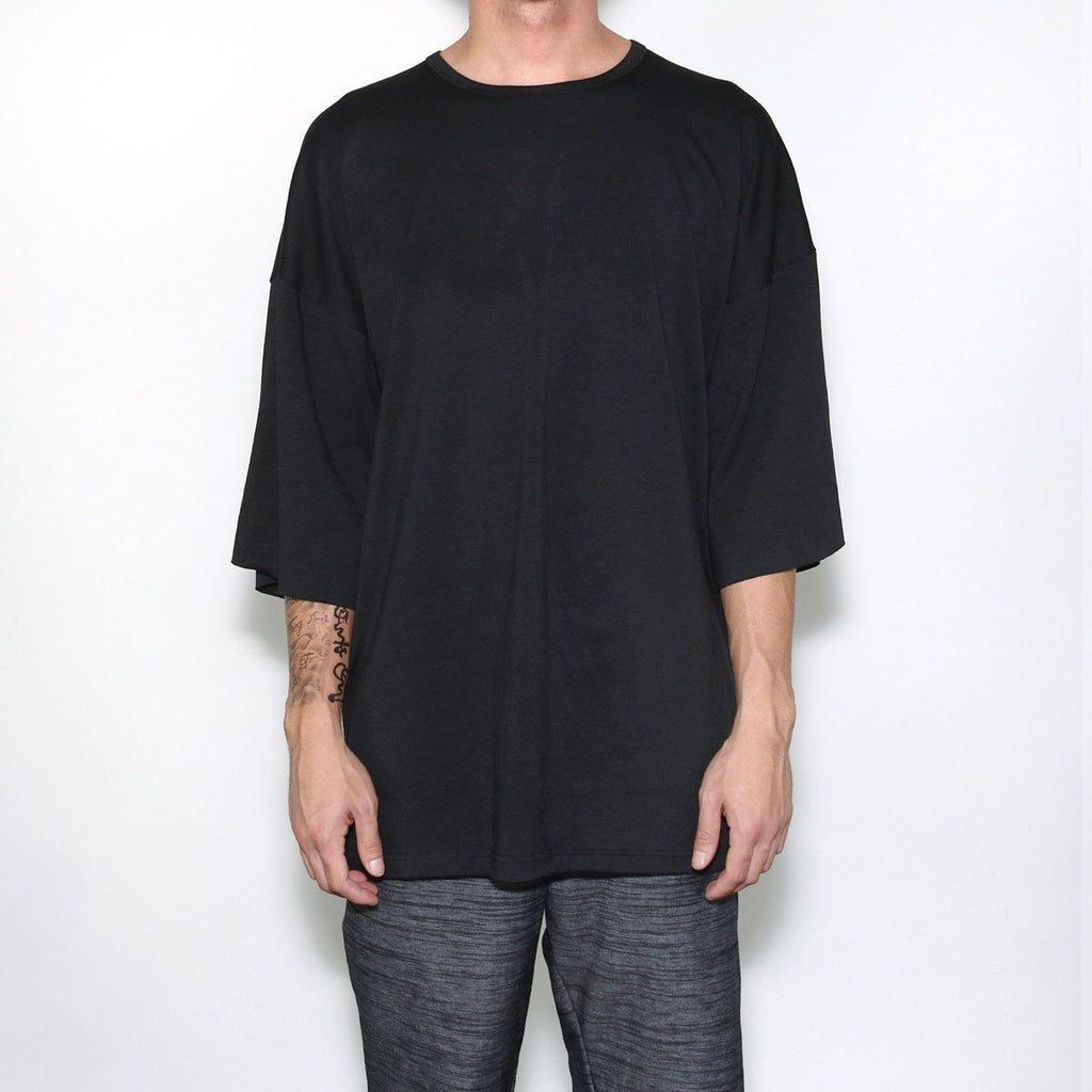 3/4 Sleeve Boxy Shirt - Black