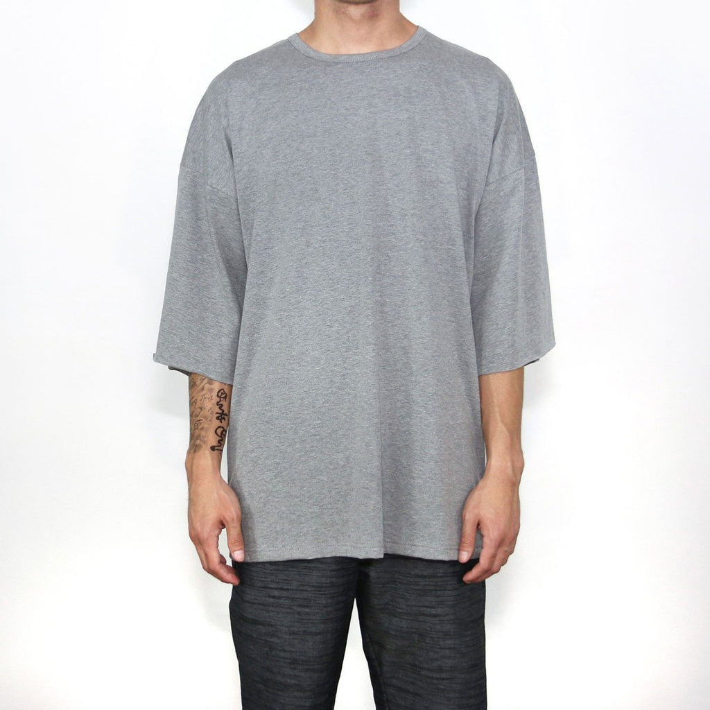 3/4 Sleeve Boxy Shirt - Charcoal Heather