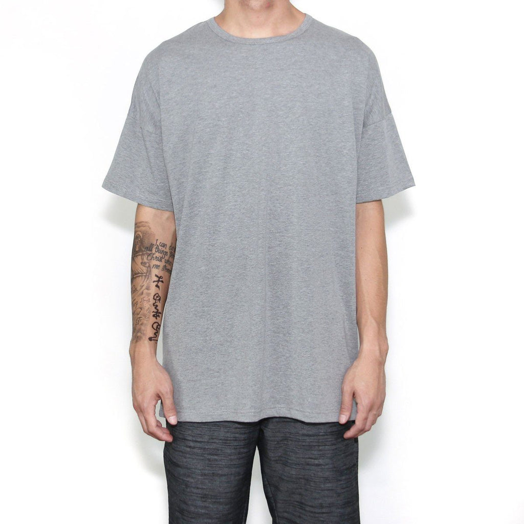 Essential Dropped Shoulder Box Tee - Charcoal Heather