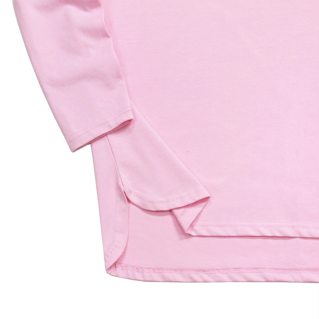 Half Scoop Hem Long Sleeve - Pink